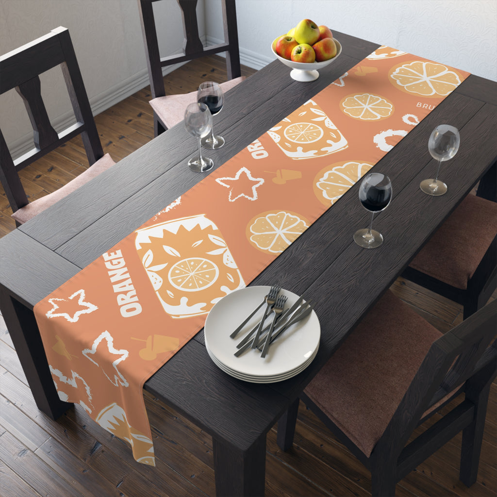 Orange Citrus Pattern Table Runner – Citrus Summer Table Decor