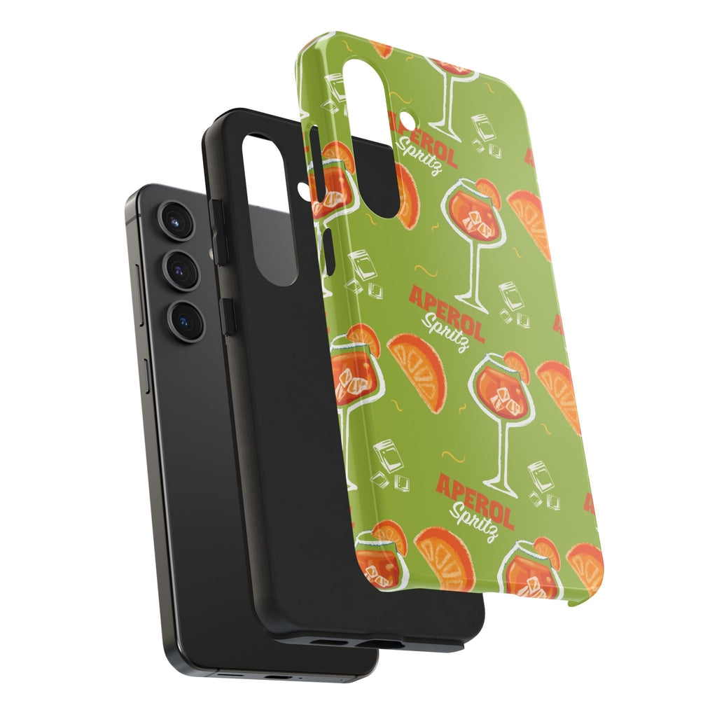 Aperol Spritz Tough Phone Case — Green Cocktail Pattern Phone Cover