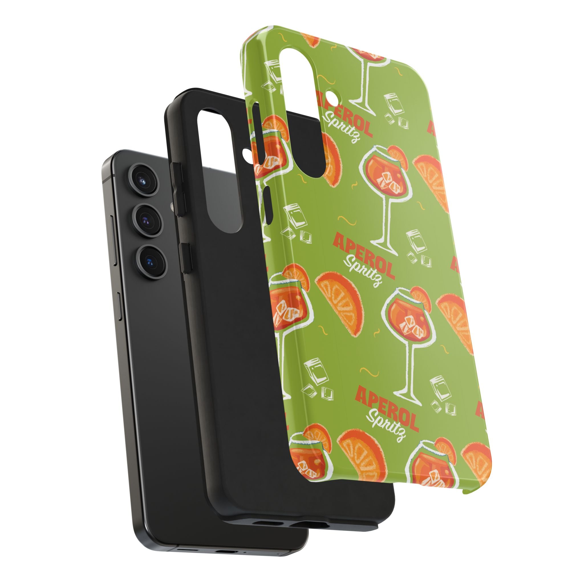 Aperol Spritz Tough Phone Case — Green Cocktail Pattern Phone Cover