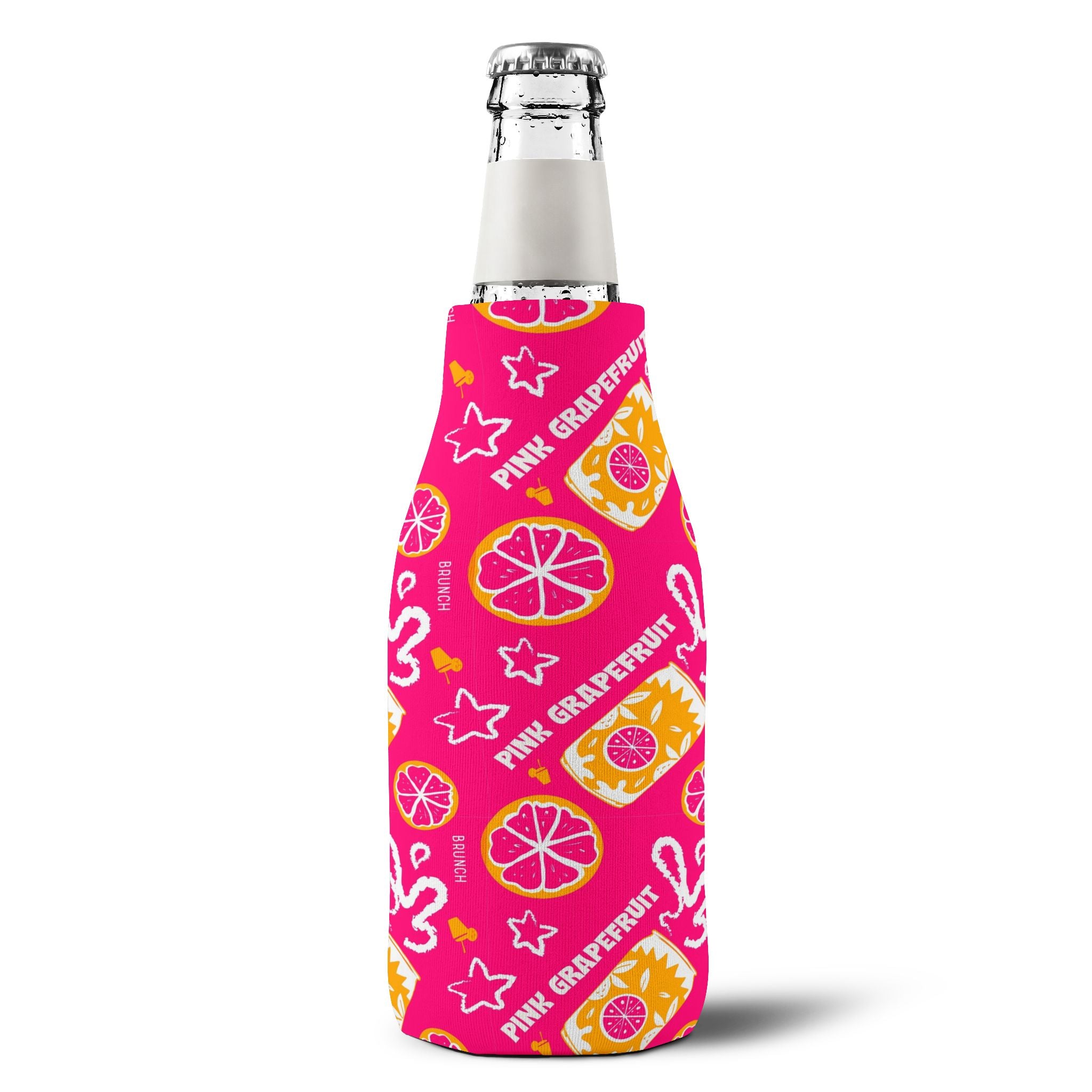 Pink Grapefruit Fruit Brunch Zip-Up Bottle Cooler Sleeve - Pink Grapefruit Collection Inspired Design