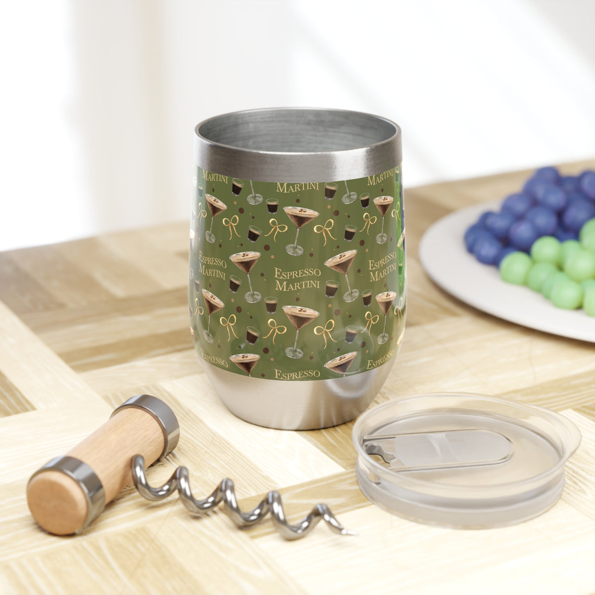 Espresso Martini Wine Tumbler — Olive Green Espresso Collection Inspired Design
