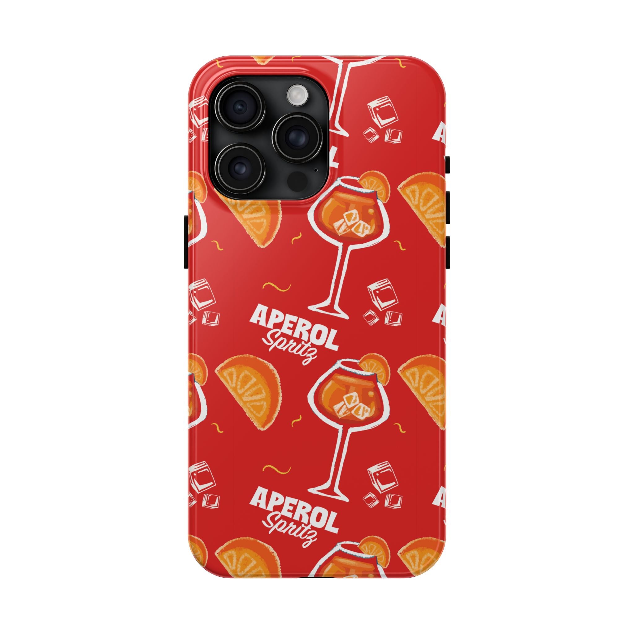 Aperol Spritz Tough Phone Case — Red Cocktail Pattern Protective Cover