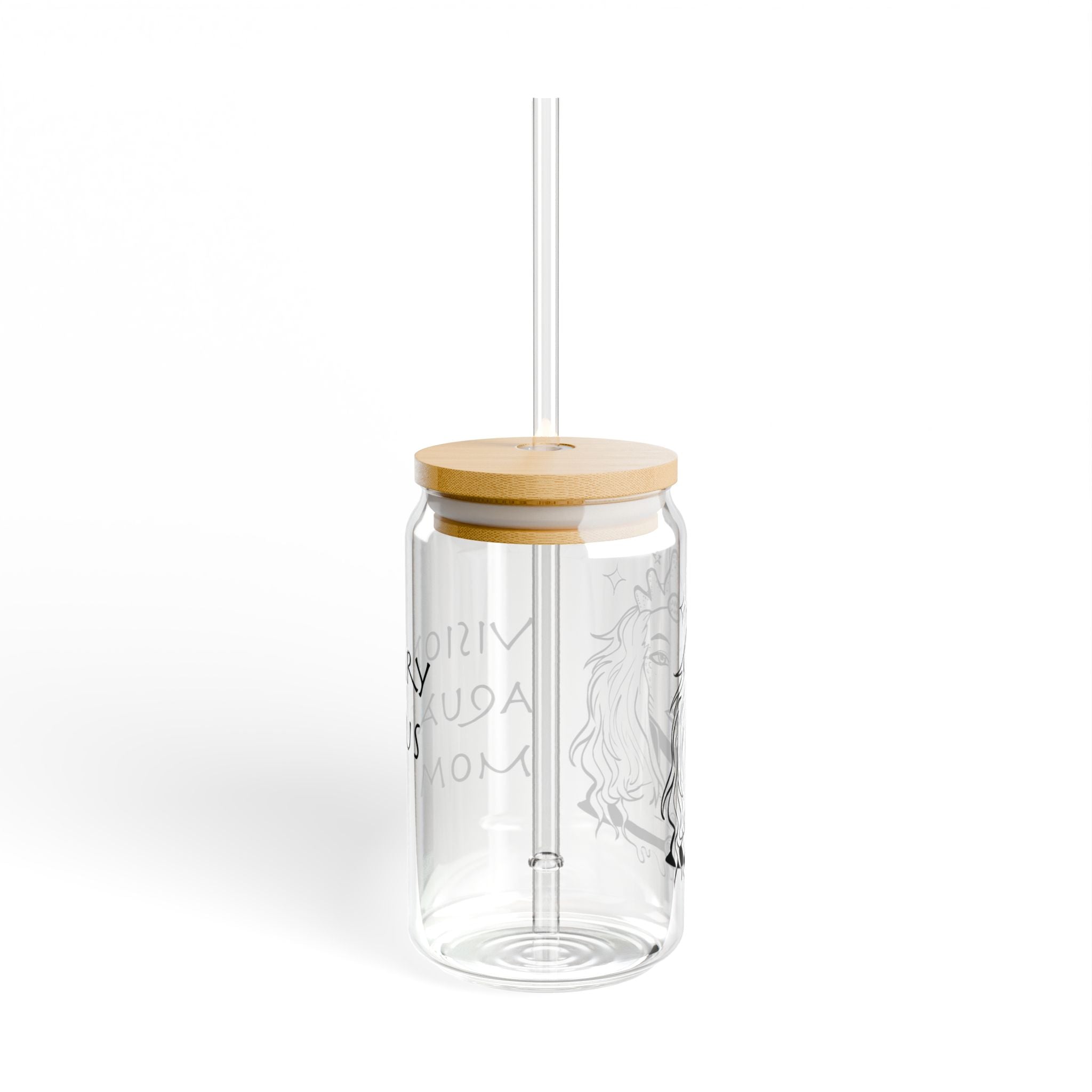 Aquarius Mom Gift – Zodiac 16oz Glass Cup for Mom | Astrology Sipper Glass