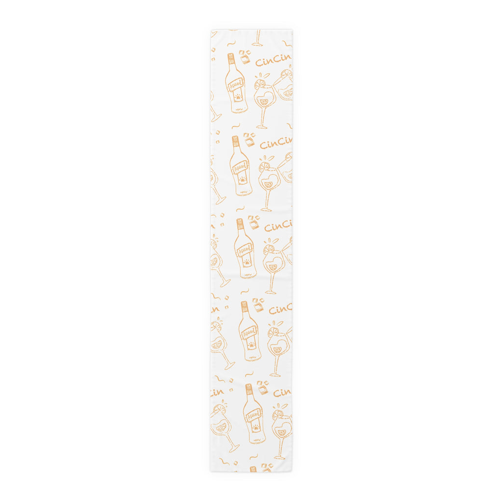 Cin Cin Spritz Table Runner — White Citrus Cocktail Pattern