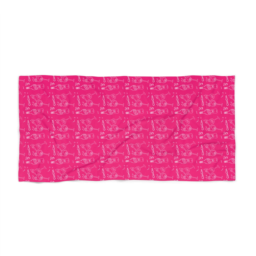 Cin Cin Spritz Beach Towel — Magenta Citrus Cocktail Pattern