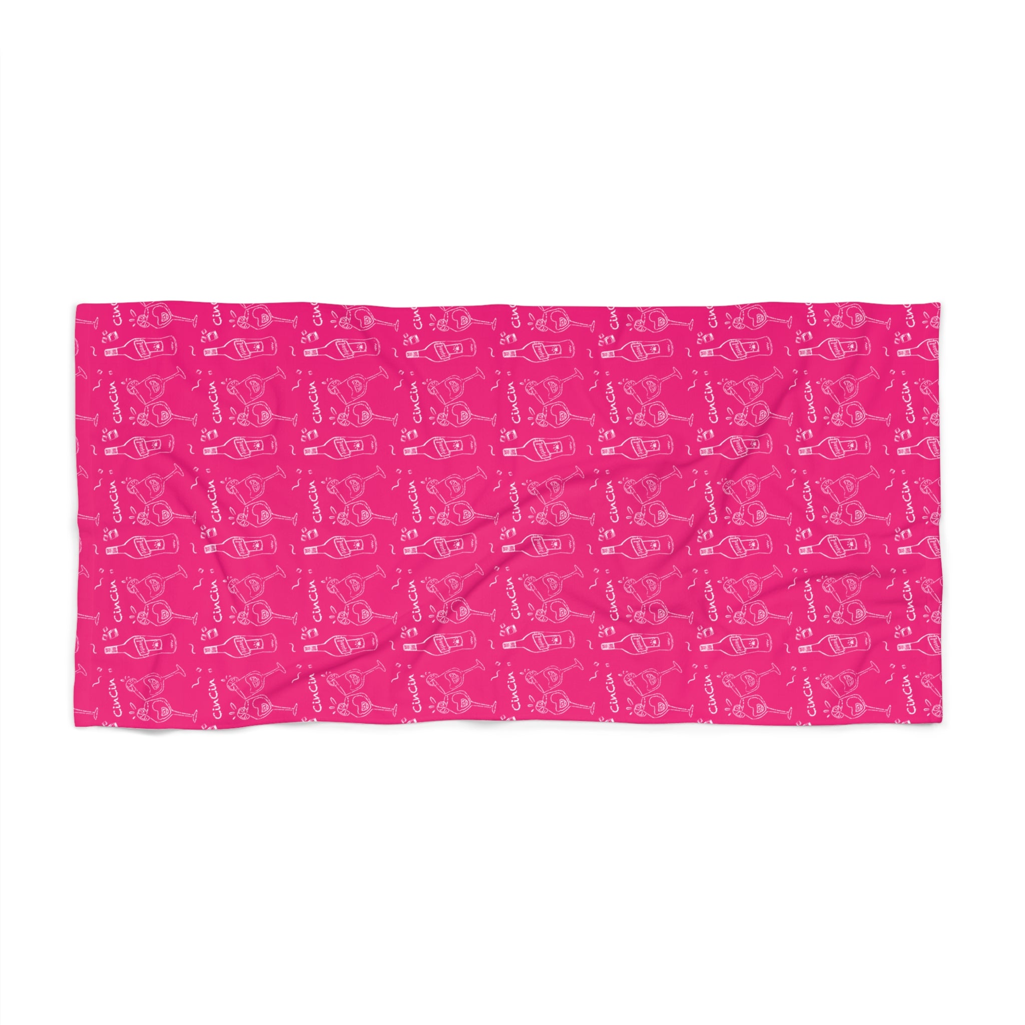 Cin Cin Spritz Beach Towel — Magenta Citrus Cocktail Pattern