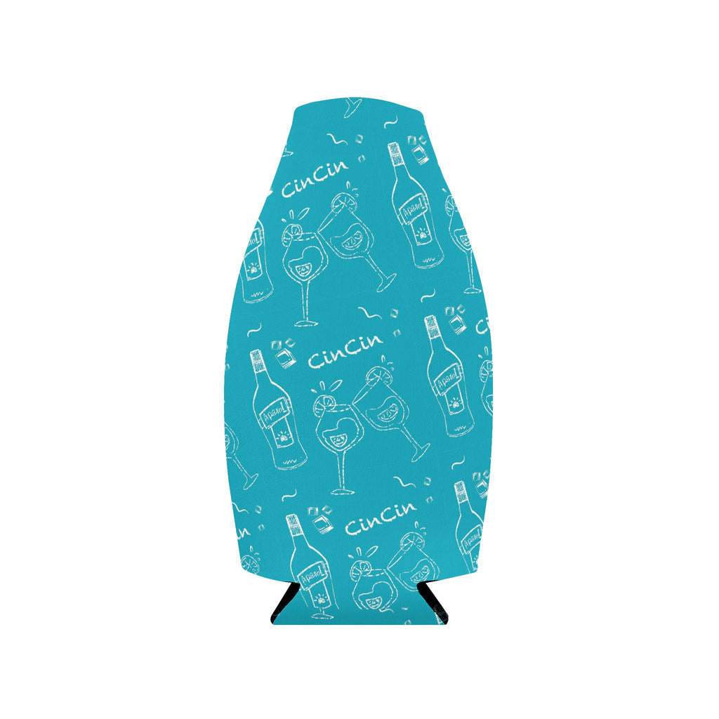 Cin Cin Zip-Up Bottle Cooler Sleeve - Turquoise Cin Cin Brunch Collection Inspired Design