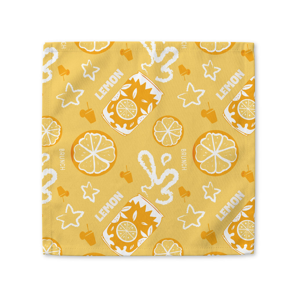 Lemon Brunch Cotton Twill Napkin — Bright Citrus Table Decor