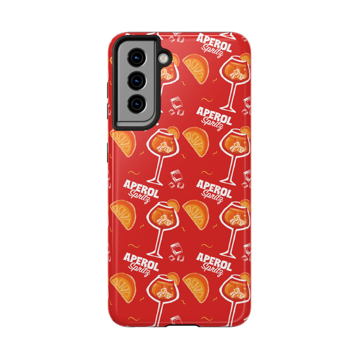 Aperol Spritz Tough Phone Case — Red Cocktail Pattern Protective Cover