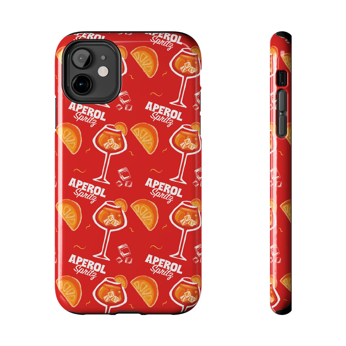 Aperol Spritz Tough Phone Case — Red Cocktail Pattern Protective Cover