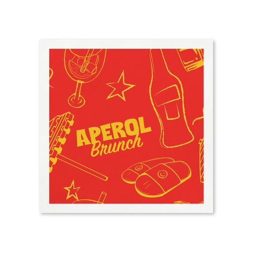 Aperol Brunch Cocktail Napkins (Pack of 50) – Red Paper Napkins, Cocktail Party Decor, Brunch Beverage Napkins, Hostess Gift