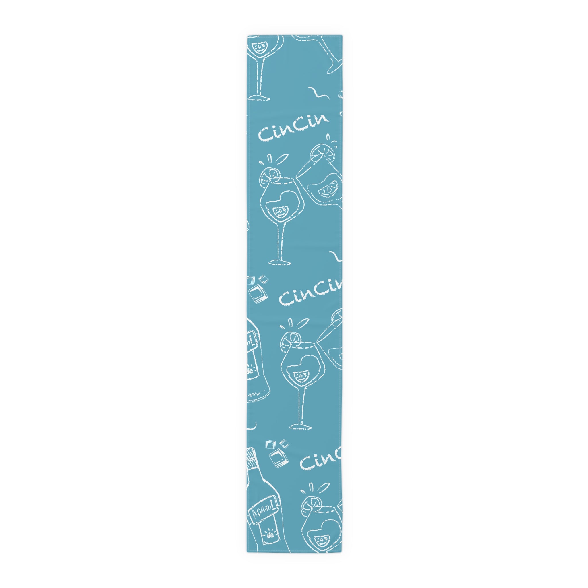 Cin Cin Spritz Table Runner — Turquoise Aperol Inspired Design