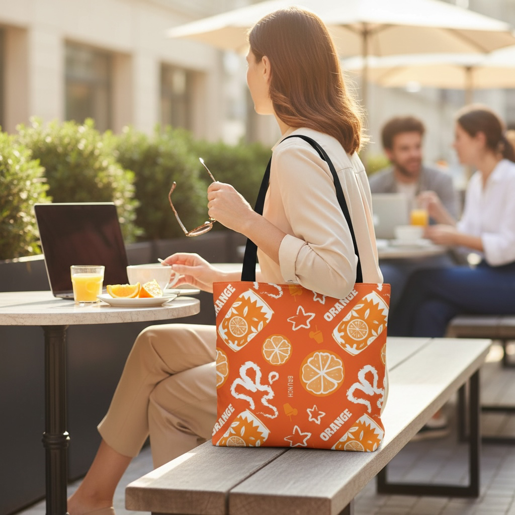 Orange Brunch Tote Bag – Aperol Inspired Market Tote