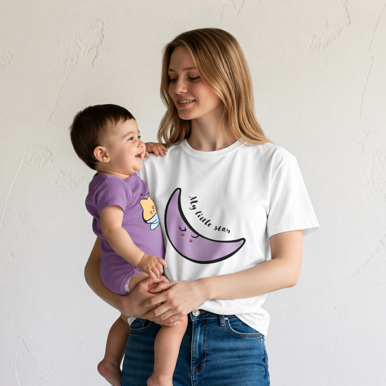 Mom & Baby Matching Outfit – Mama & Mini Moon & Star Set, Cute Matching Outfit, Perfect Gift for New Moms