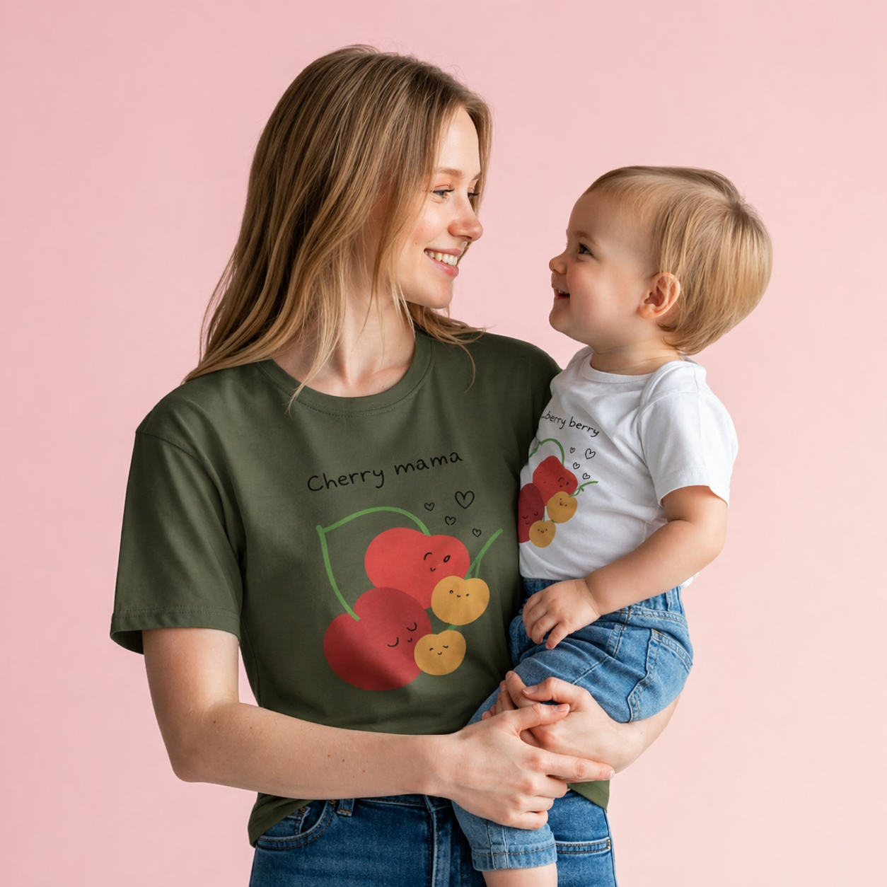 Mama & Baby Matching Set – Little Cherry Bodysuit + Mama Tee