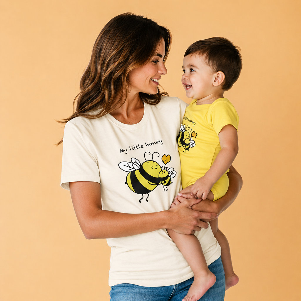 Mama & Baby Matching Set – Bee Bodysuit + Mama Tee