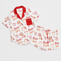 Brunch Spritz White Women's Satin Pajama Set | Button-Up Shirt & Shorts | Citrus Cocktail Print Loungewear | Brunch Lover Gift