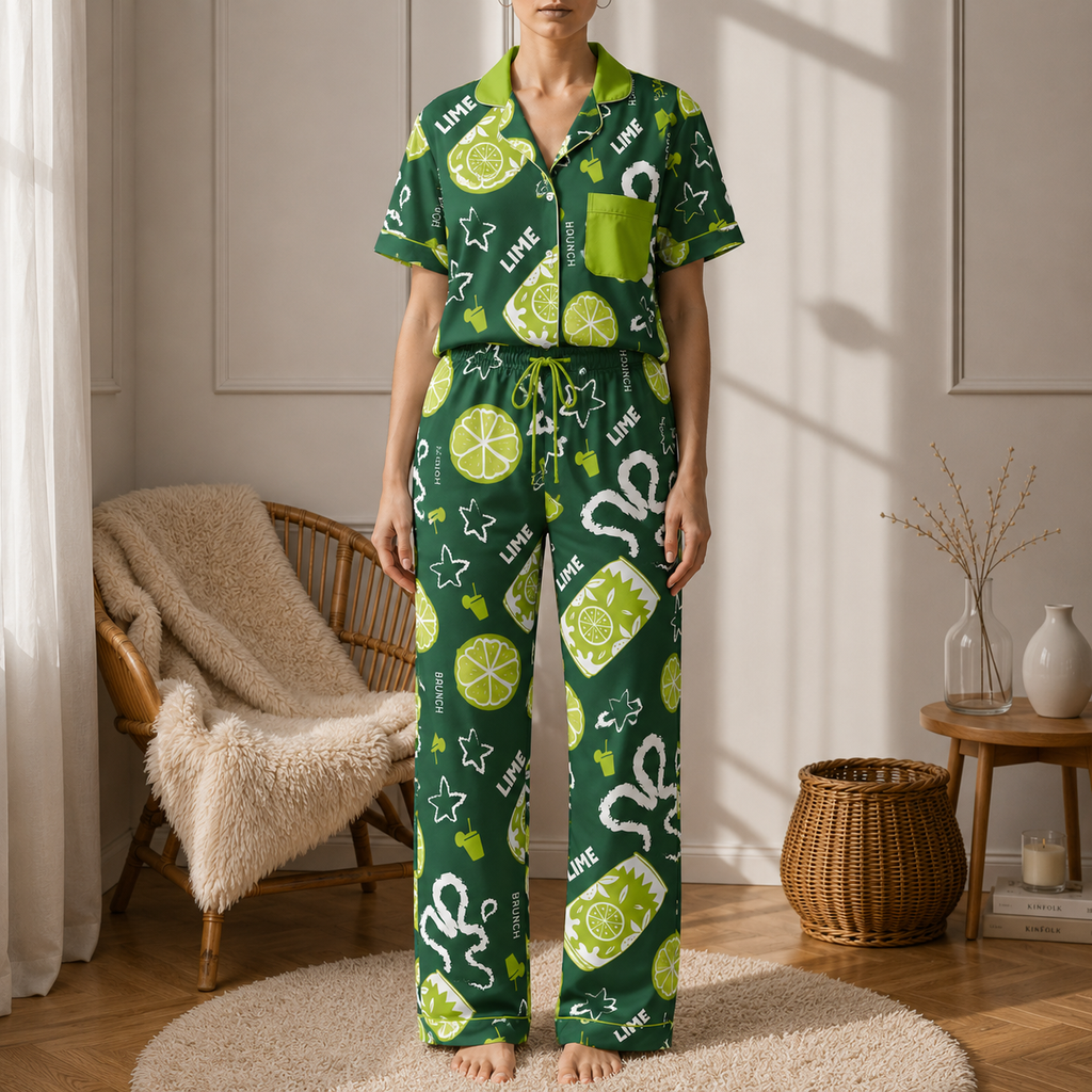 Cin Cin Women's Pajama Set | Button-Up Shirt & Pants | Cocktail Print Loungewear | Aperitivo Pajamas | Brunch & Girls Trip Gift