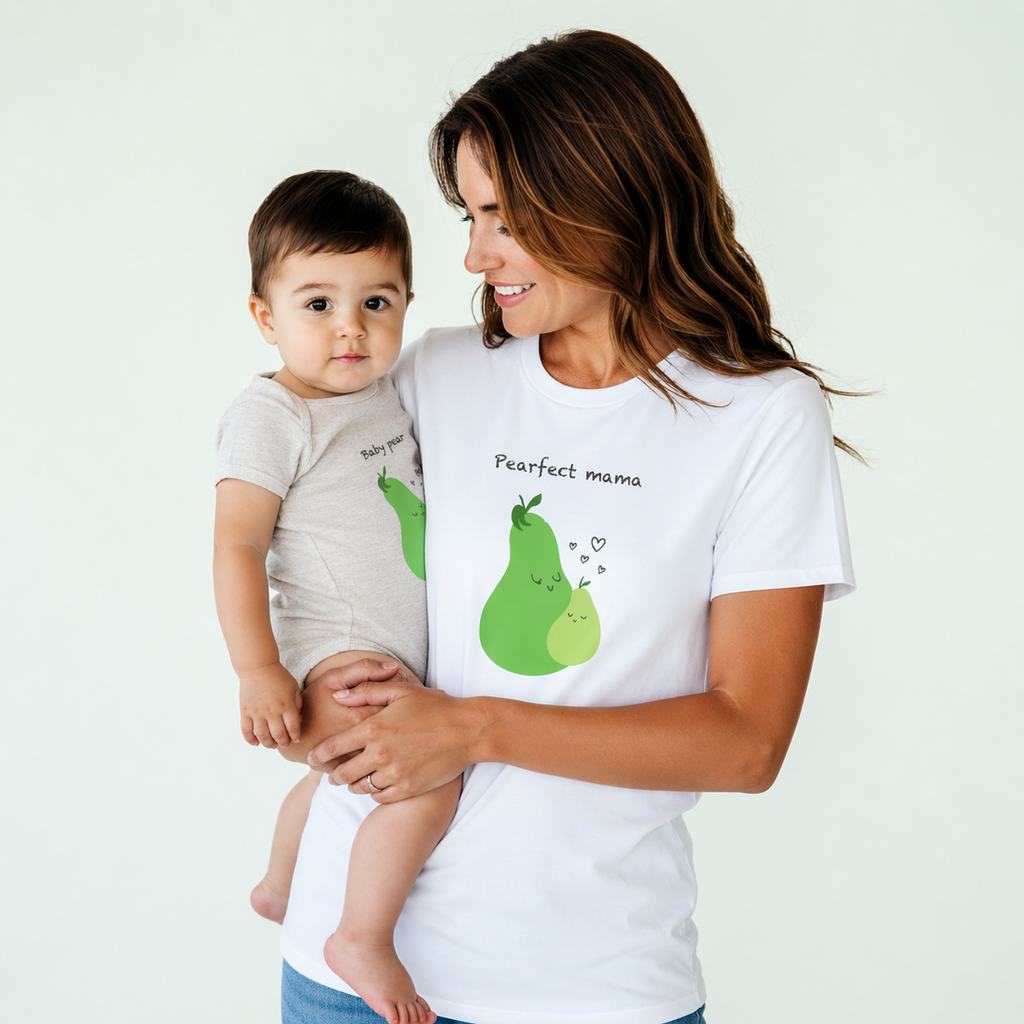 Mama & Baby Matching Set – Pear Baby Bodysuit + Mama Tee