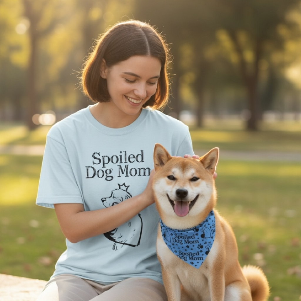 Matching Dog Mom Shirt & Bandana Set – Dog Mom Gift, Matching Dog Outfit, Cute Aesthetic