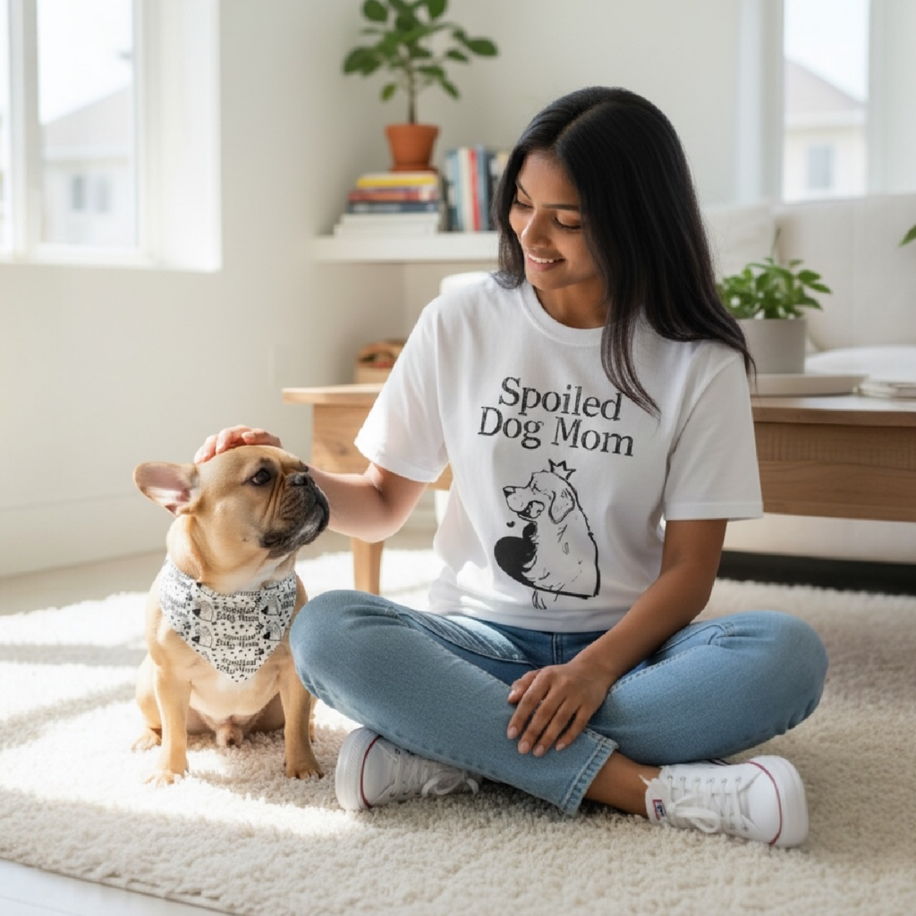 Matching Dog Mom Shirt & Bandana Set – Dog Mom Gift, Matching Dog Outfit, Cute Aesthetic