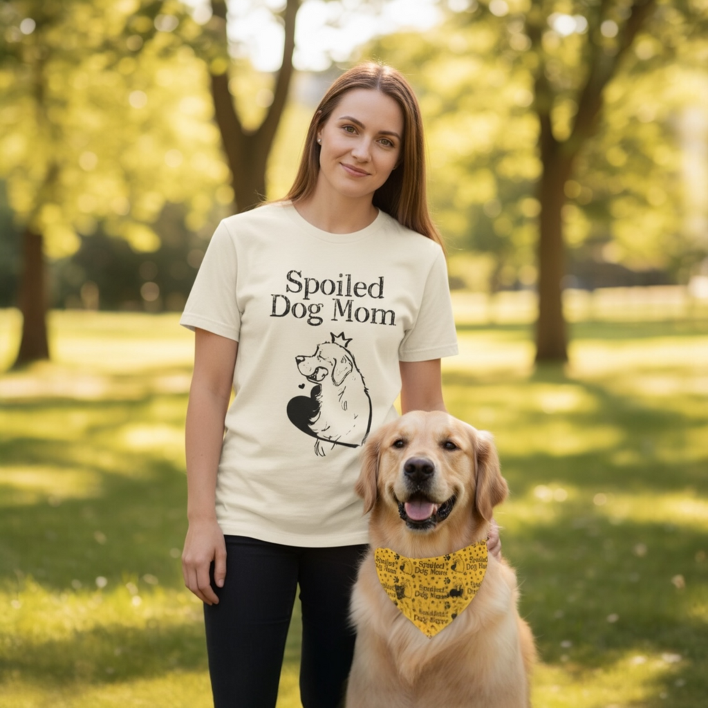 Matching Dog Mom Shirt & Bandana Set – Dog Mom Gift, Matching Dog Outfit, Cute Aesthetic