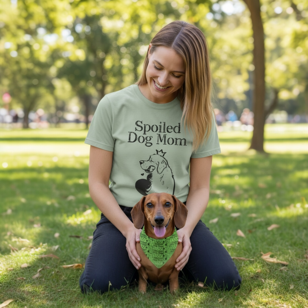 Matching Dog Mom Shirt & Bandana Set – Dog Mom Gift, Matching Dog Outfit, Cute Aesthetic