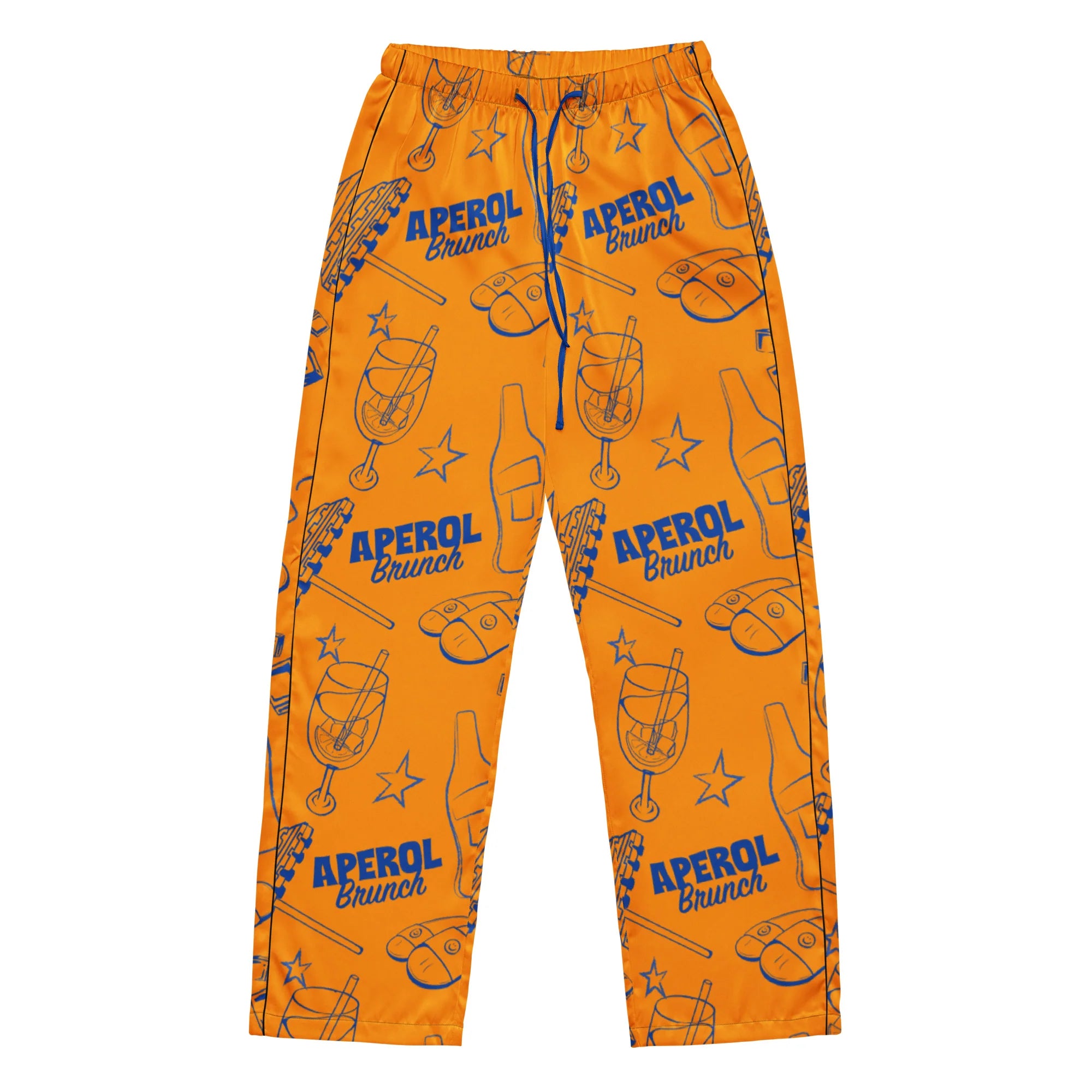 Brunch Spritz Orange Women's Satin Pajama Set | Button-Up Shirt & Pants | Citrus Cocktail Print Loungewear | Brunch Lover Gift