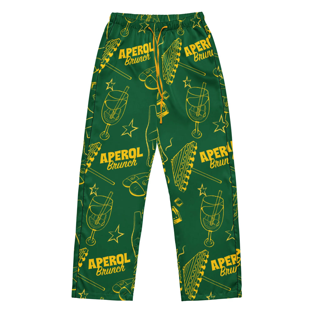 Brunch Spritz Green Women's Satin Pajama Set | Button-Up Shirt & Pants | Citrus Cocktail Print Loungewear | Brunch Lover Gift