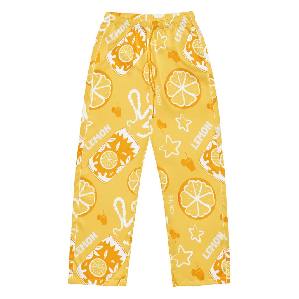Yellow Lemon Brunch Women's Pajama Set | Button-Up Shirt & Pants | Citrus Fruit Print Loungewear | Girls Trip & Brunch Gift