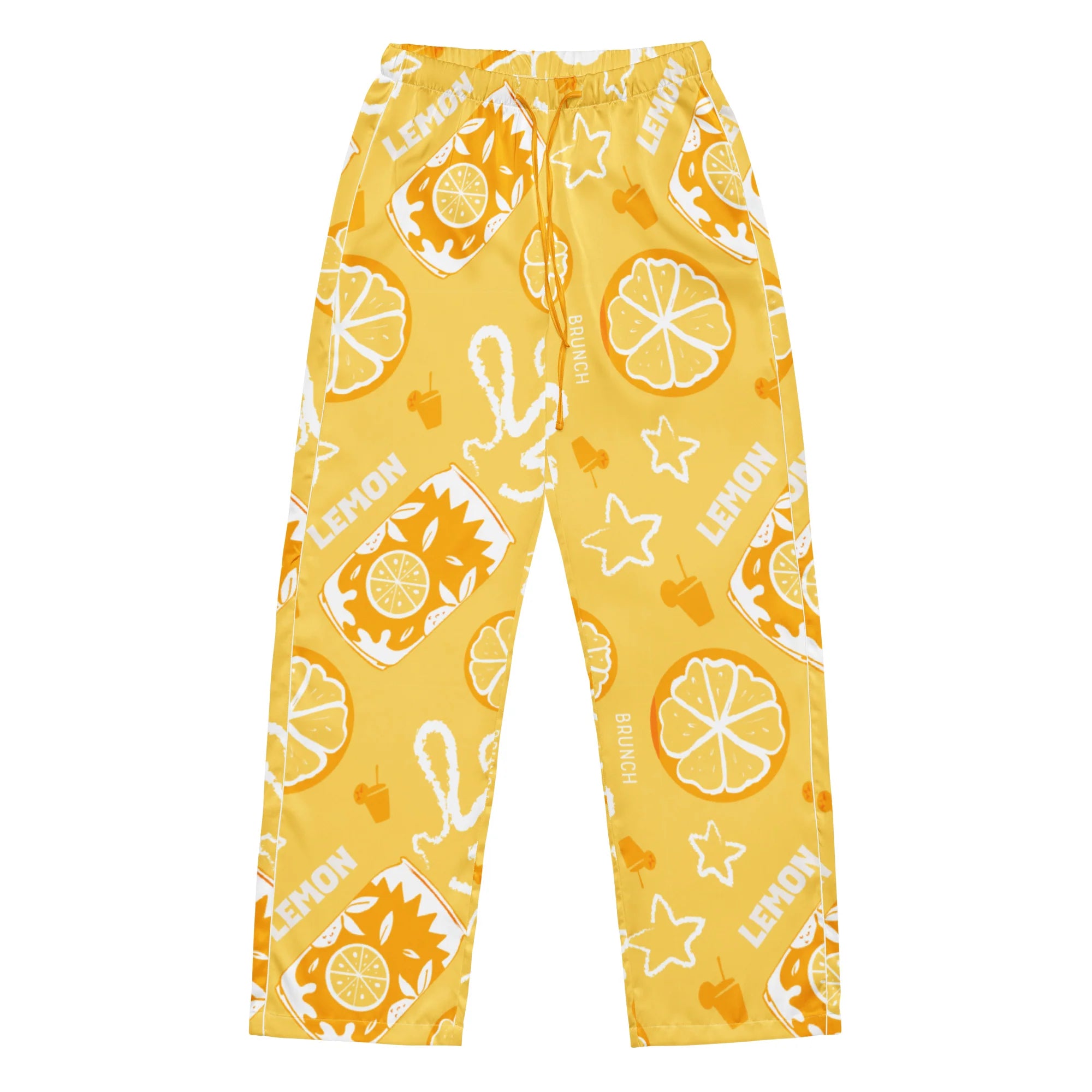 Yellow Lemon Brunch Women's Pajama Set | Button-Up Shirt & Pants | Citrus Fruit Print Loungewear | Girls Trip & Brunch Gift