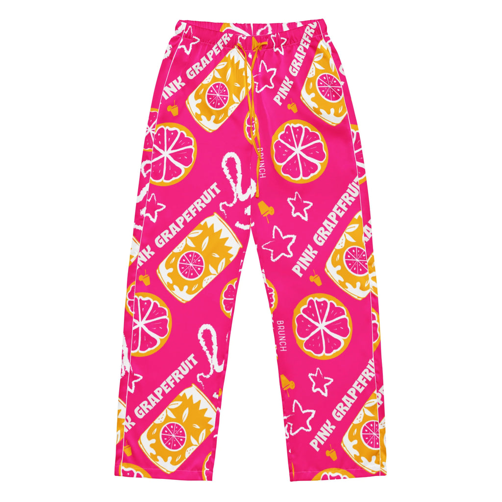 Pink Grapefruit Brunch Women's Pajama Set | Button-Up Shirt & Pants | Citrus Fruit Print Loungewear | Girls Trip & Brunch Gift