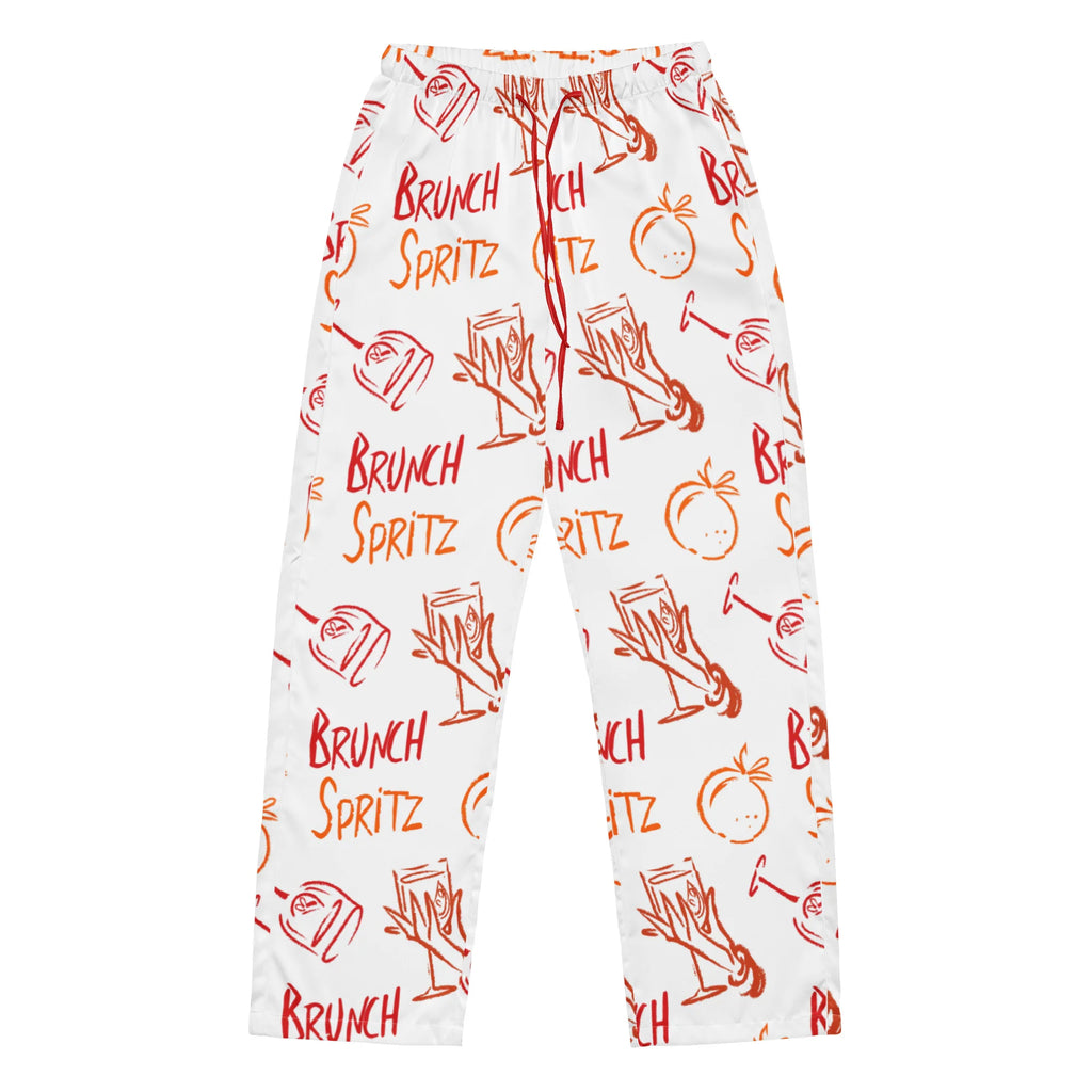 Brunch Spritz White Women's Satin Pajama Set | Button-Up Shirt & Pants | Citrus Cocktail Print Loungewear | Brunch Lover Gift