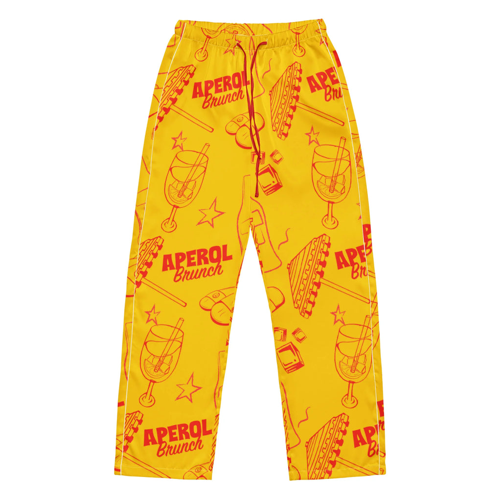 Brunch Spritz Yellow Women's Satin Pajama Set | Button-Up Shirt & Pants | Citrus Cocktail Print Loungewear | Brunch Lover Gift