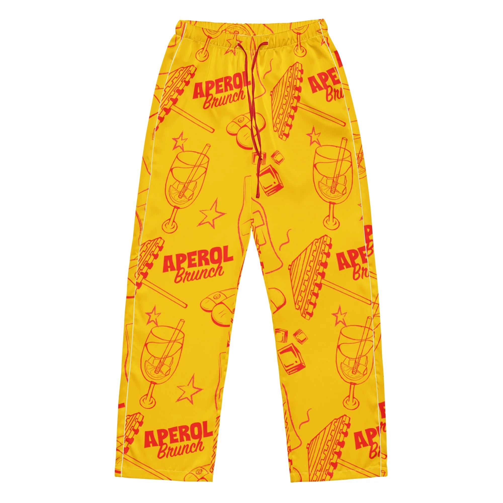 Brunch Spritz Yellow Women's Satin Pajama Set | Button-Up Shirt & Pants | Citrus Cocktail Print Loungewear | Brunch Lover Gift