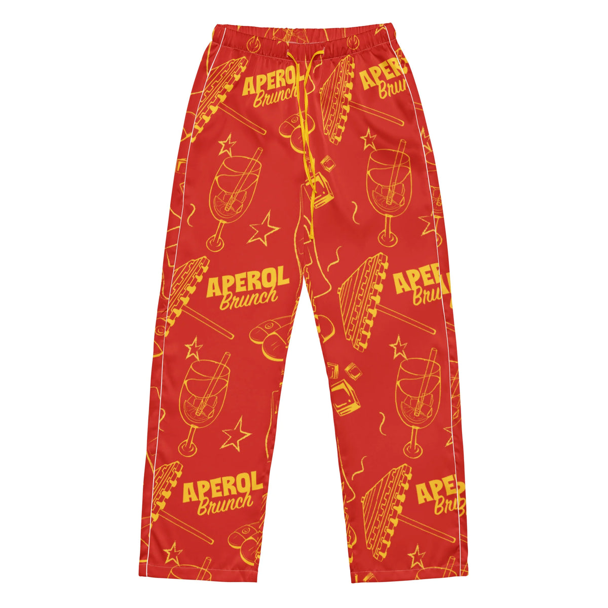 Brunch Spritz Red Women's Satin Pajama Set | Button-Up Shirt & Pants | Citrus Cocktail Print Loungewear | Brunch Lover Gift