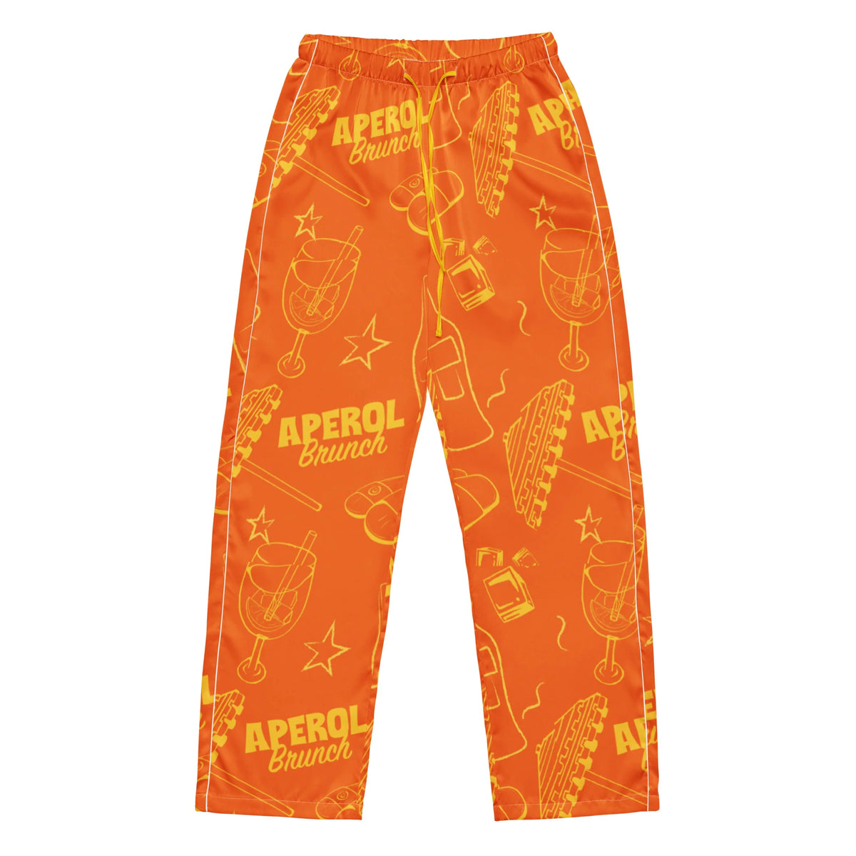 Brunch Spritz Orange Women's Satin Pajama Set | Button-Up Shirt & Pants | Citrus Cocktail Print Loungewear | Brunch Lover Gift