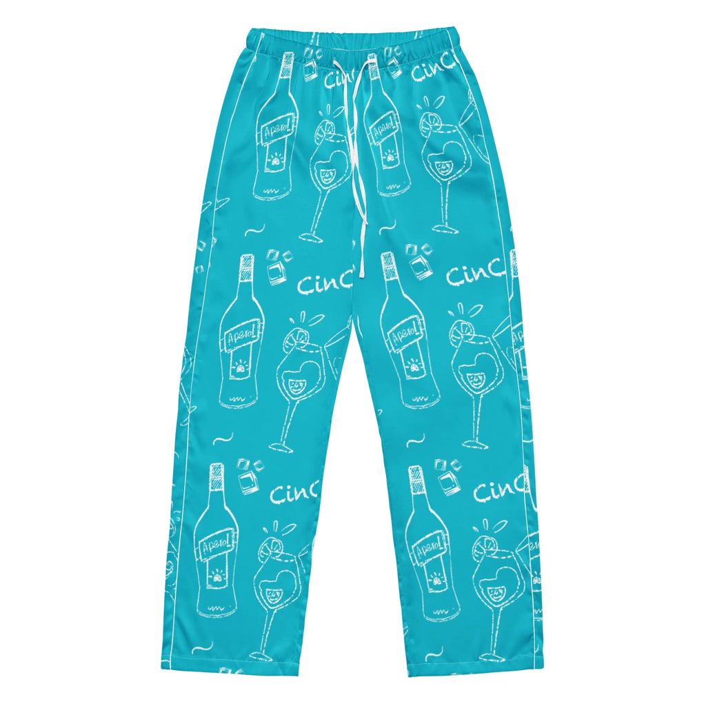 Cin Cin Turquoise Women's Pajama Set | Button-Up Shirt & Pants | Cocktail Print Loungewear | Aperitivo Pajamas | Brunch & Girls Trip Gift