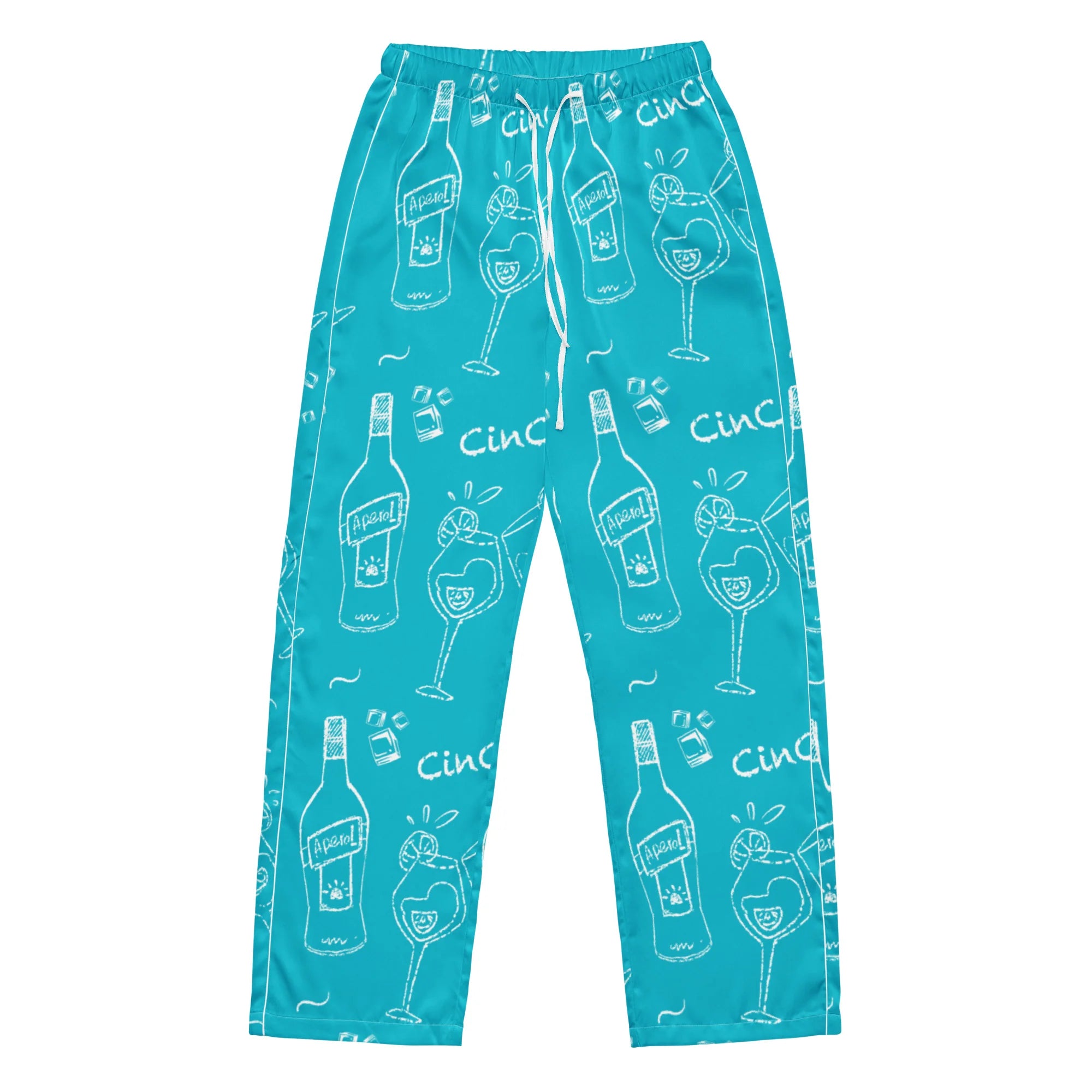 Cin Cin Turquoise Women's Pajama Set | Button-Up Shirt & Pants | Cocktail Print Loungewear | Aperitivo Pajamas | Brunch & Girls Trip Gift