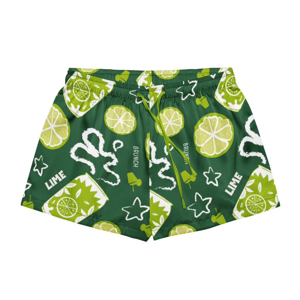 Lime Green Brunch Women's Pajama Set | Button-Up Shirt & Shorts | Citrus Fruit Print Loungewear | Girls Trip & Brunch Gift