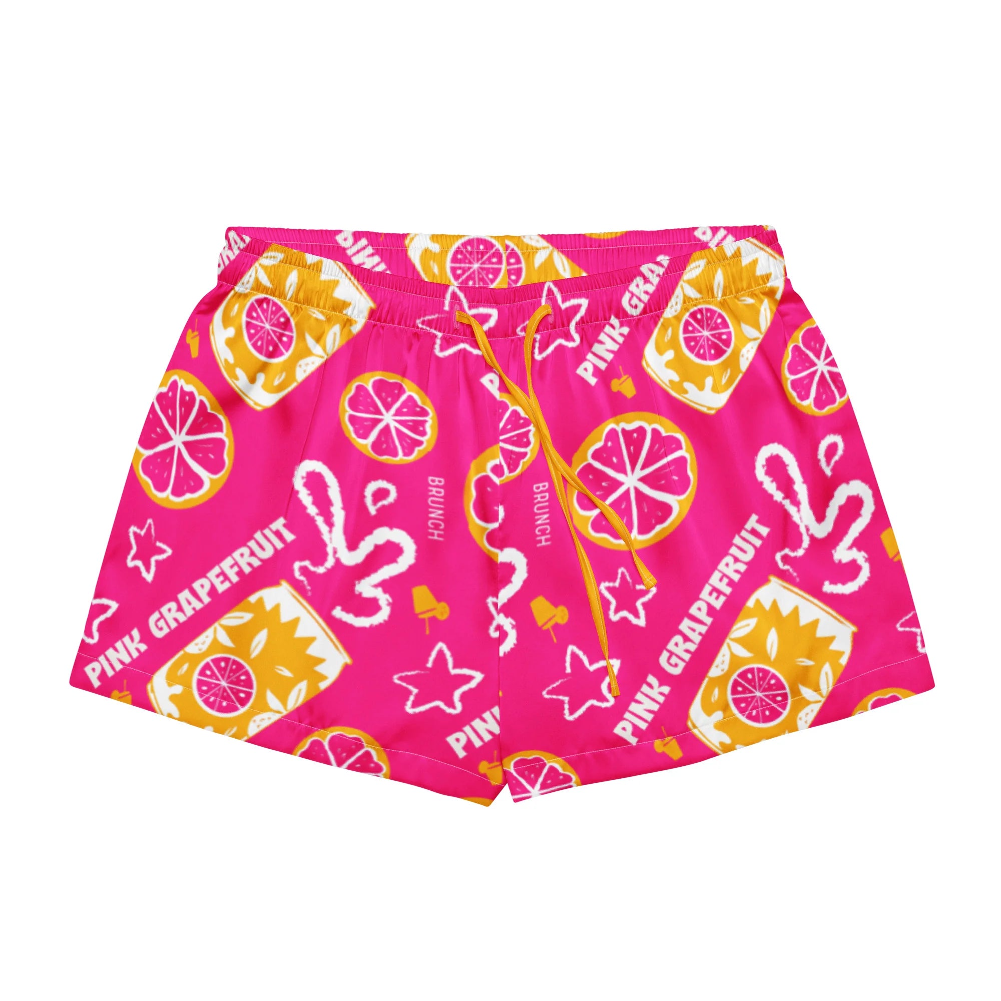 Pink Grapefruit Brunch Women's Pajama Set | Button-Up Shirt & Shorts | Citrus Fruit Print Loungewear | Girls Trip & Brunch Gift
