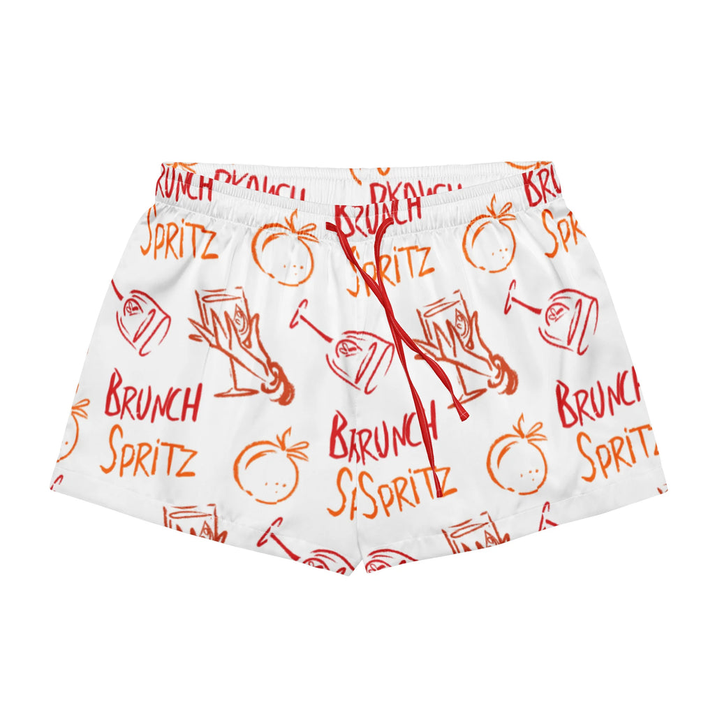 Brunch Spritz White Women's Satin Pajama Set | Button-Up Shirt & Shorts | Citrus Cocktail Print Loungewear | Brunch Lover Gift
