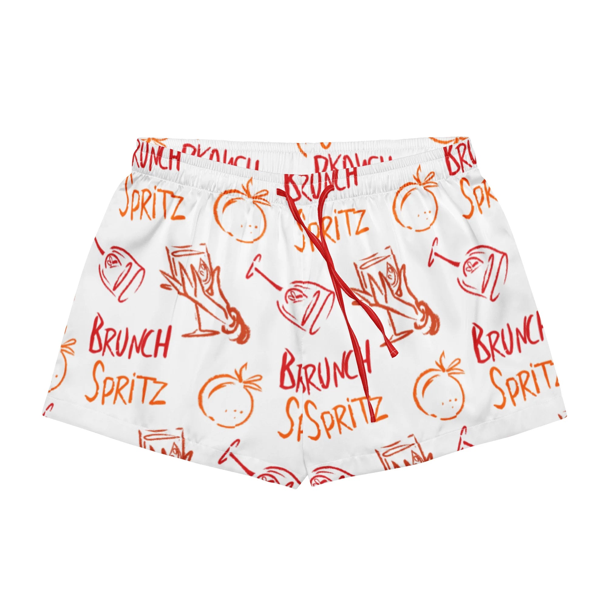 Brunch Spritz White Women's Satin Pajama Set | Button-Up Shirt & Shorts | Citrus Cocktail Print Loungewear | Brunch Lover Gift