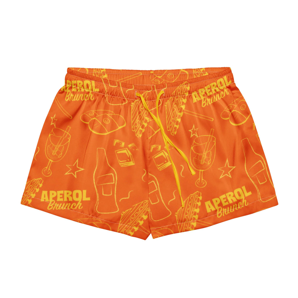 Brunch Spritz Orange Women's Satin Pajama Set | Button-Up Shirt & Shorts | Citrus Cocktail Print Loungewear | Brunch Lover Gift