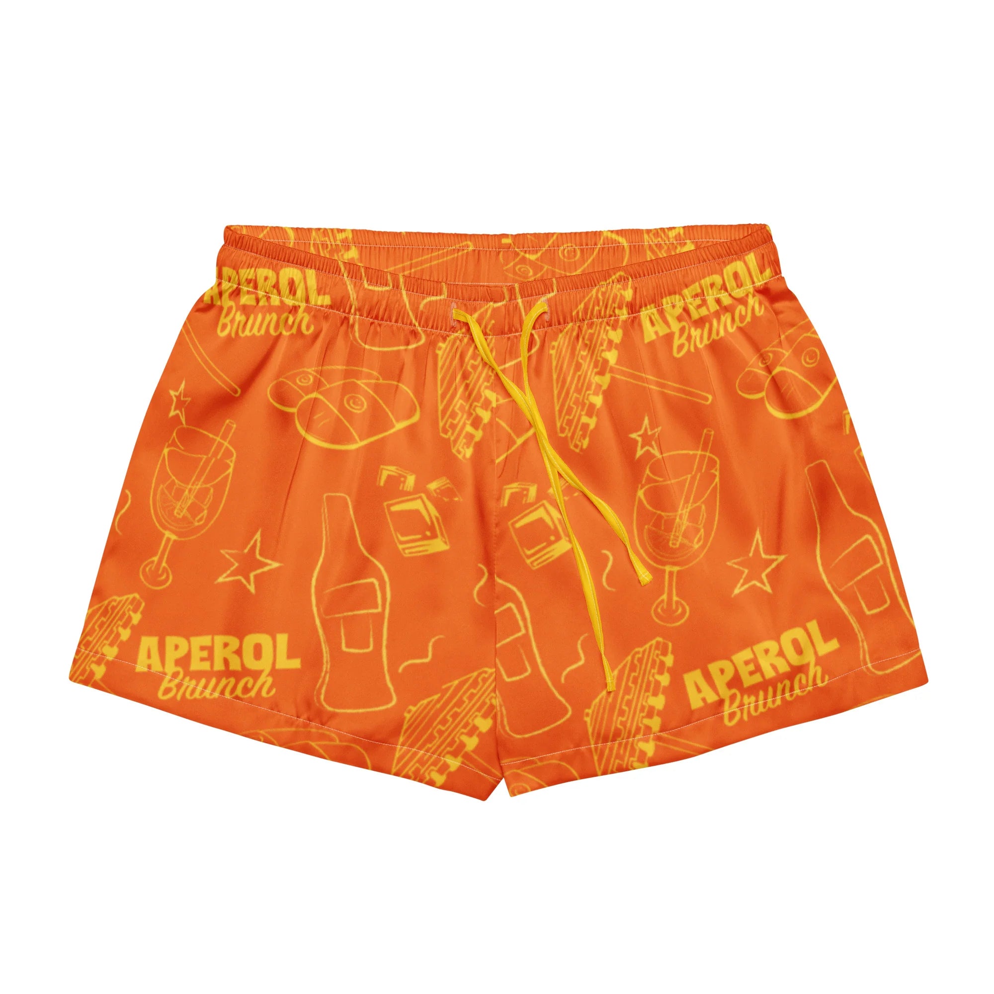 Brunch Spritz Orange Women's Satin Pajama Set | Button-Up Shirt & Shorts | Citrus Cocktail Print Loungewear | Brunch Lover Gift