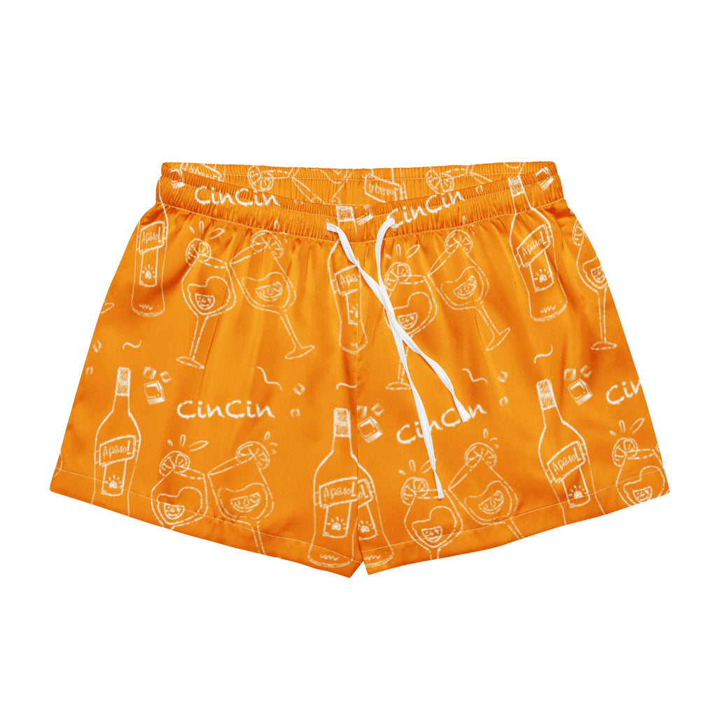 Cin Cin Orange Women's Pajama Set | Button-Up Shirt & Shorts | Cocktail Print Loungewear | Aperitivo Pajamas | Brunch & Girls Trip Gift