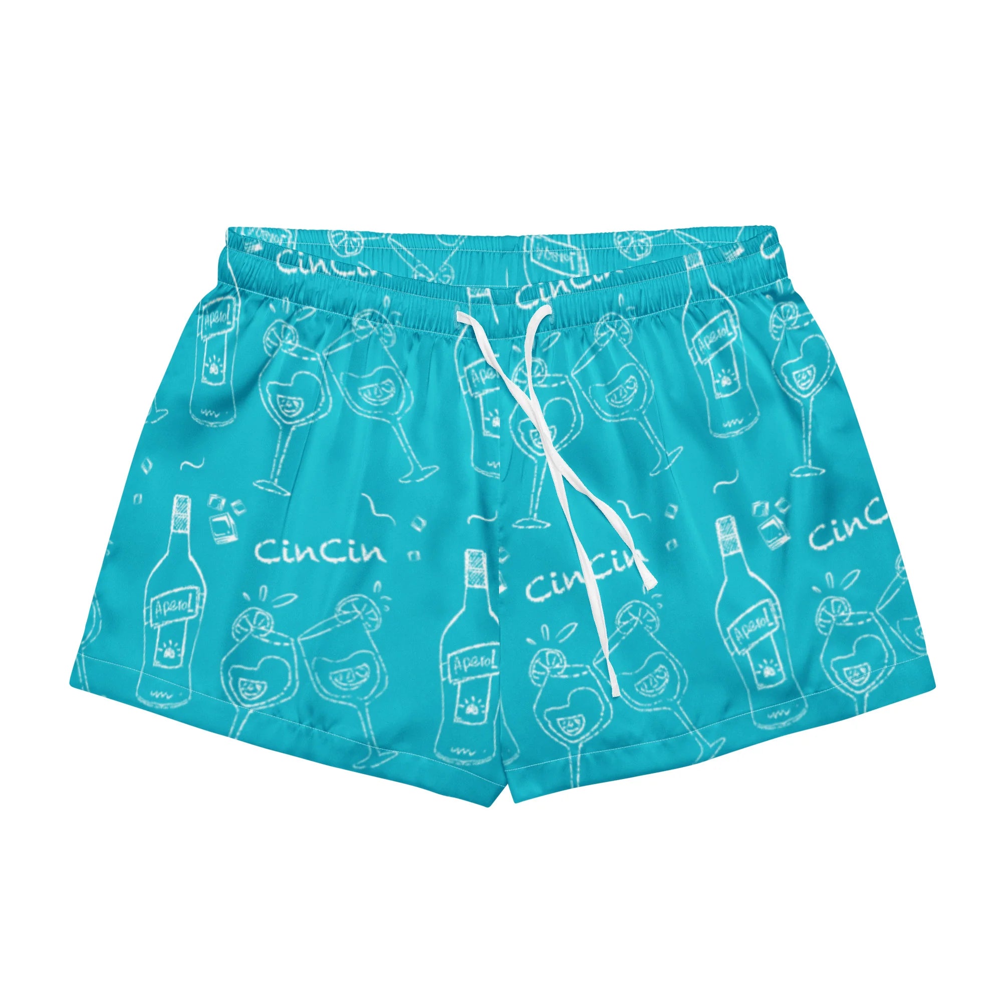 Cin Cin Turquoise Women's Pajama Set | Button-Up Shirt & Shorts | Cocktail Print Loungewear | Aperitivo Pajamas | Brunch & Girls Trip Gift